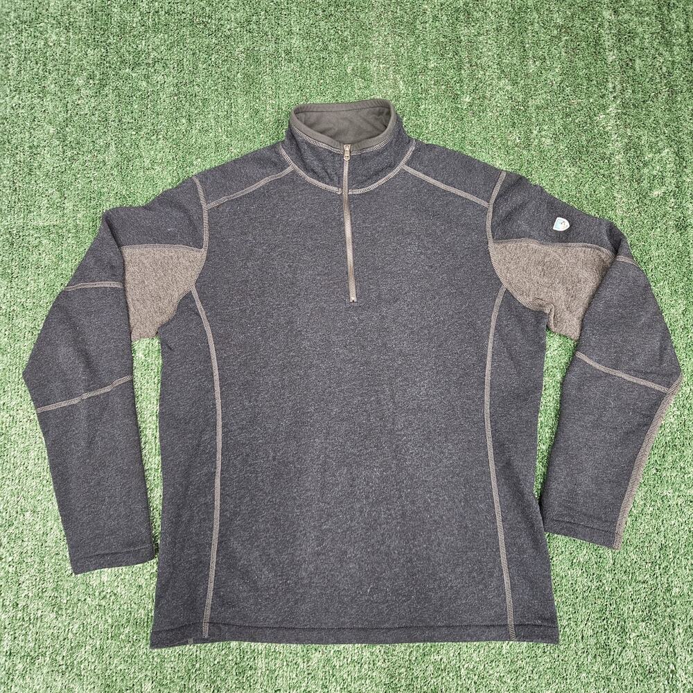 Kuhl Sweater Men's Medium Blue/Gray Quarter Zip Mock Neck Outdoor